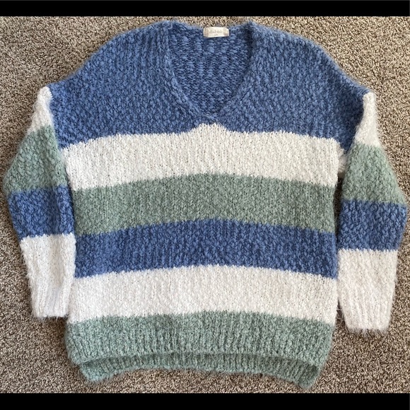 •NWOT•Altar’d State ‘Lovely Lash’ Tri-Color Striped Pullover Sweater - Picture 11 of 13